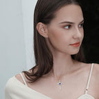 Sapphire Heart Stone Cross Necklace | White Gold