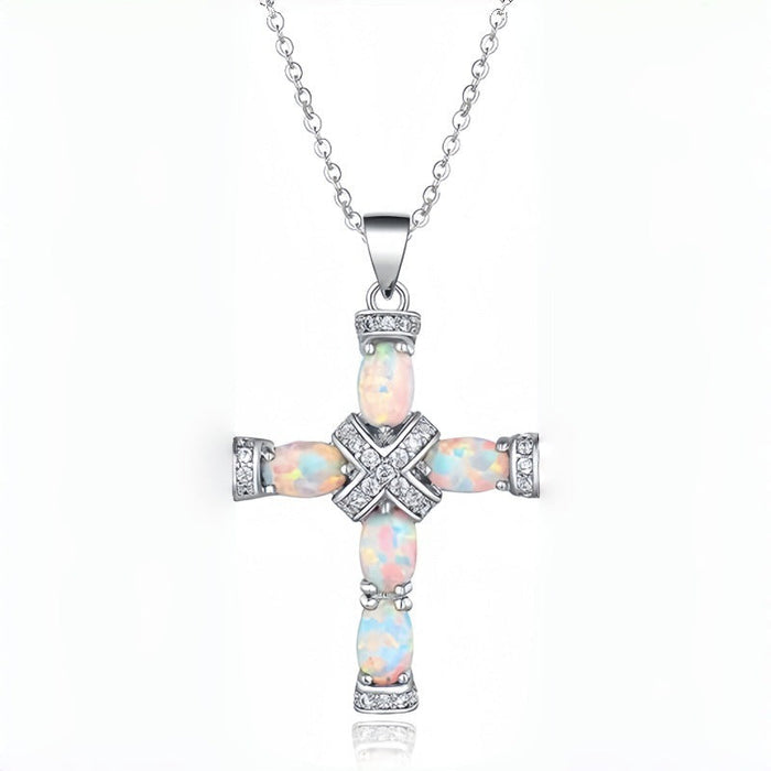 Lumen Opal Cross Necklace
