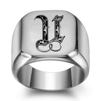 Classic Noble Initial Ring | White Gold