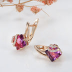 Crimson Square Crystal Earrings | Rosegold