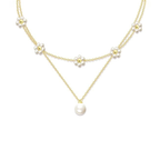 Floral Pearl Layered Necklace | Gold