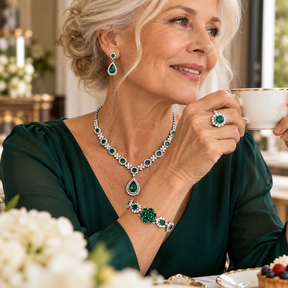 Adriana Lysandre Jewelry Set | White Gold