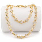 Classic Cluster Tennis Necklace | White Gold