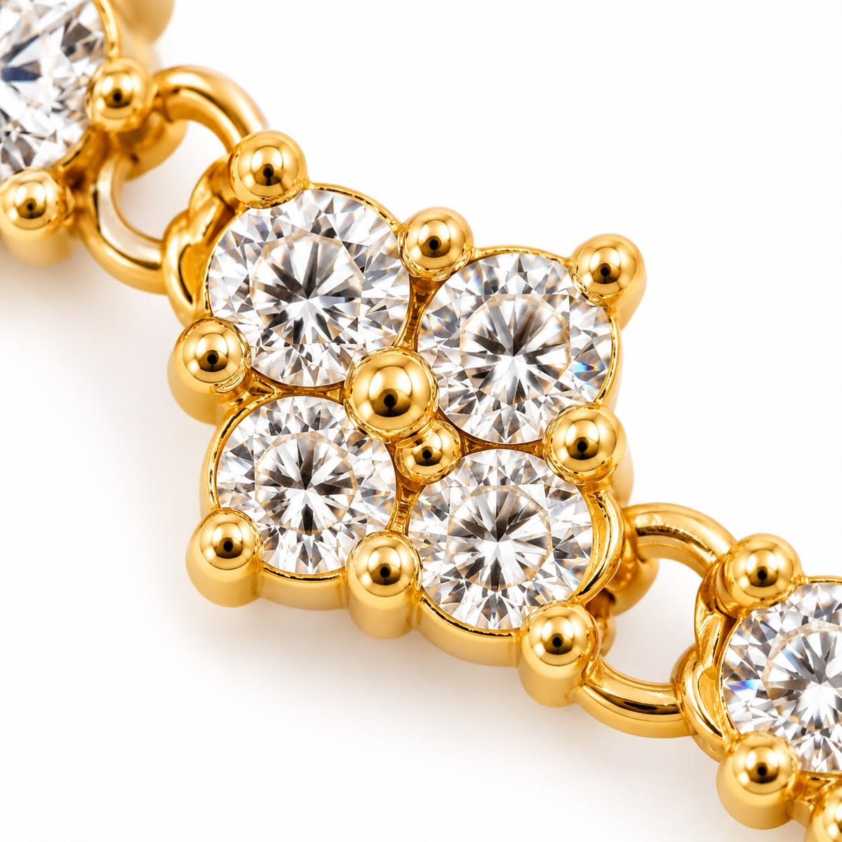 Classic Cluster Tennis Necklace | White Gold