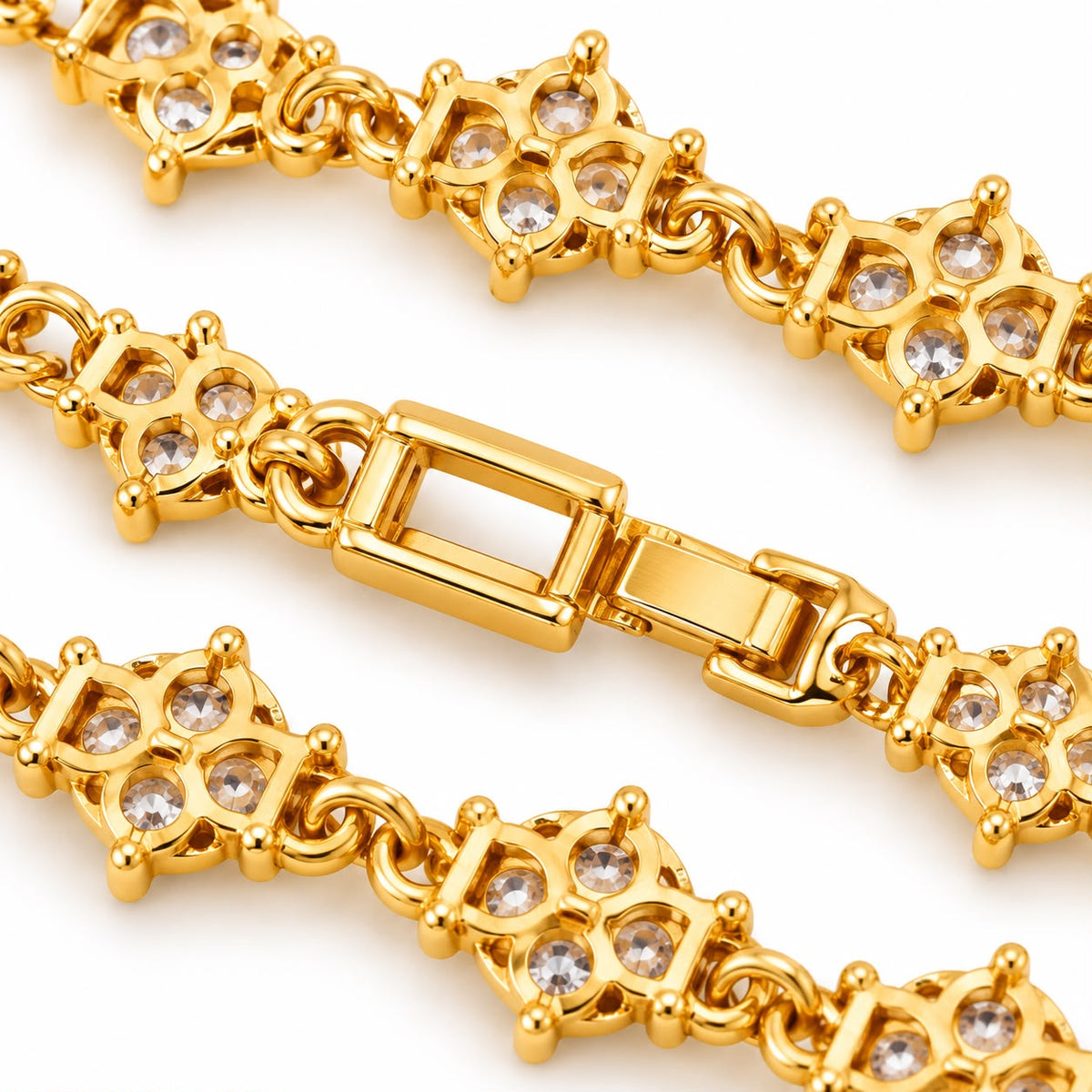 Classic Cluster Tennis Necklace | White Gold