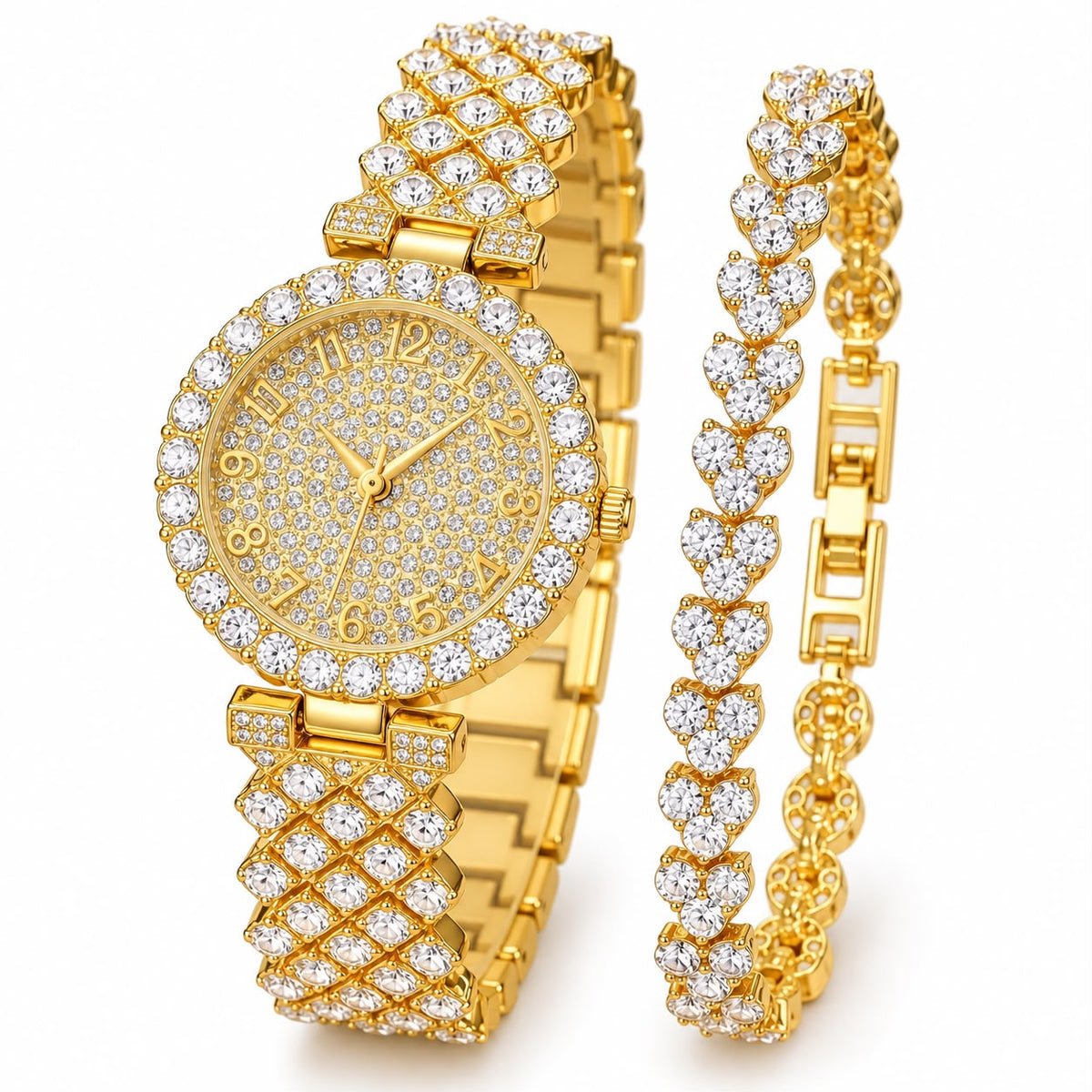 Luxe Radiance Gold Watch & Bracelet Set | Gold
