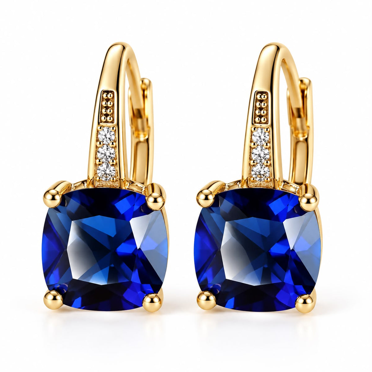 Mystic Sapphire Stone Hoop Earrings | Gold