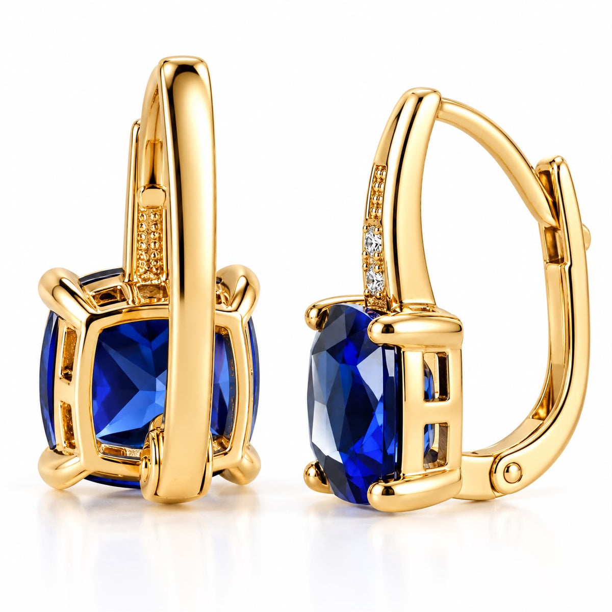 Mystic Sapphire Stone Hoop Earrings | Gold