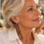Mystic Sapphire Stone Hoop Earrings | Gold