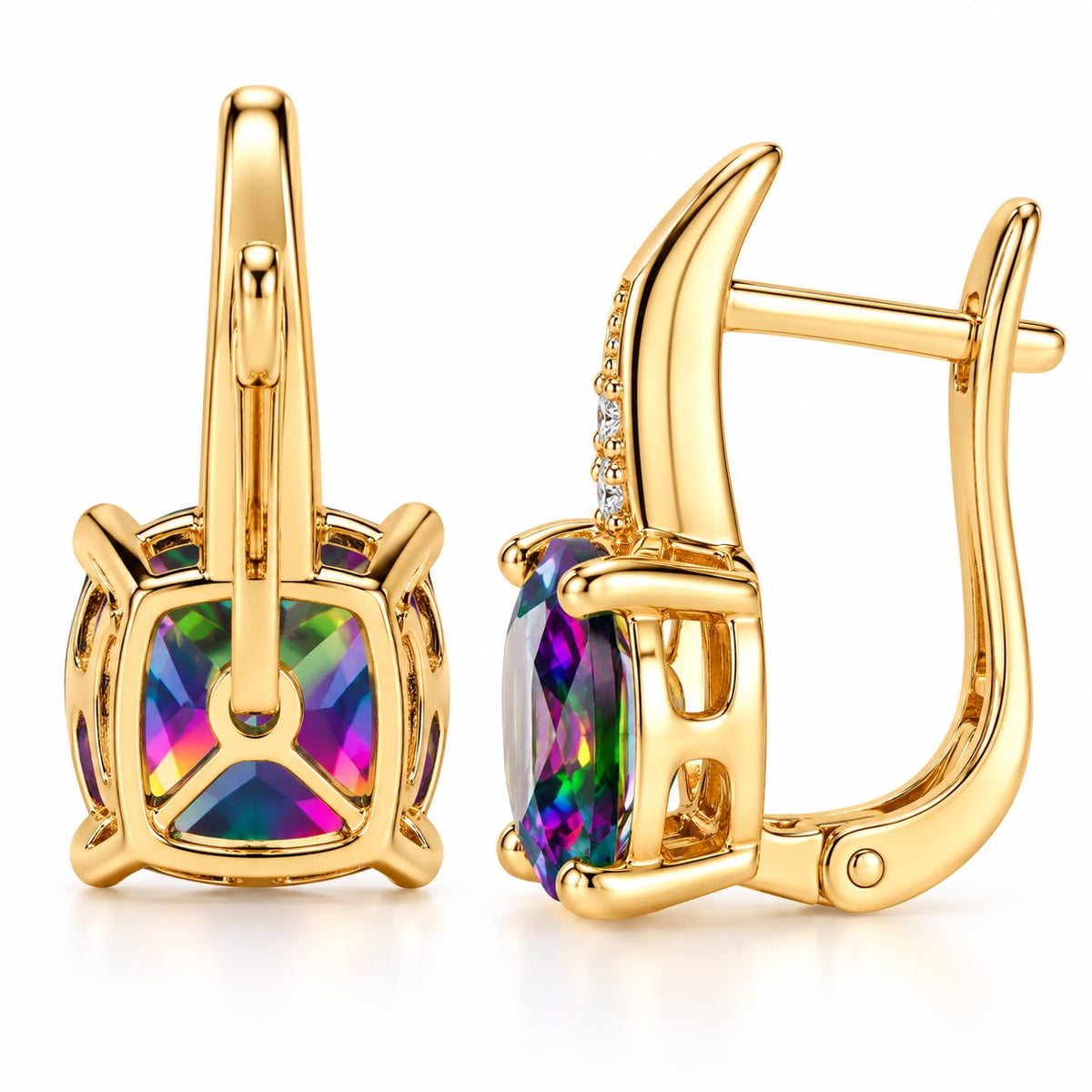 Mystic Stone Hoop Earrings | Gold