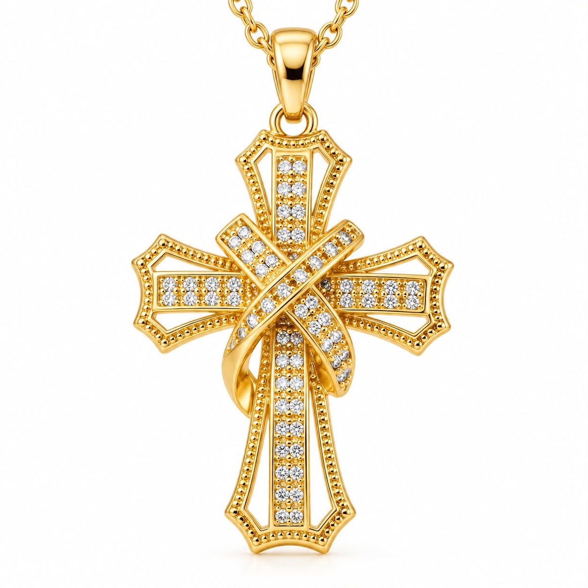 Radiant Cross Pendant Necklace | Gold