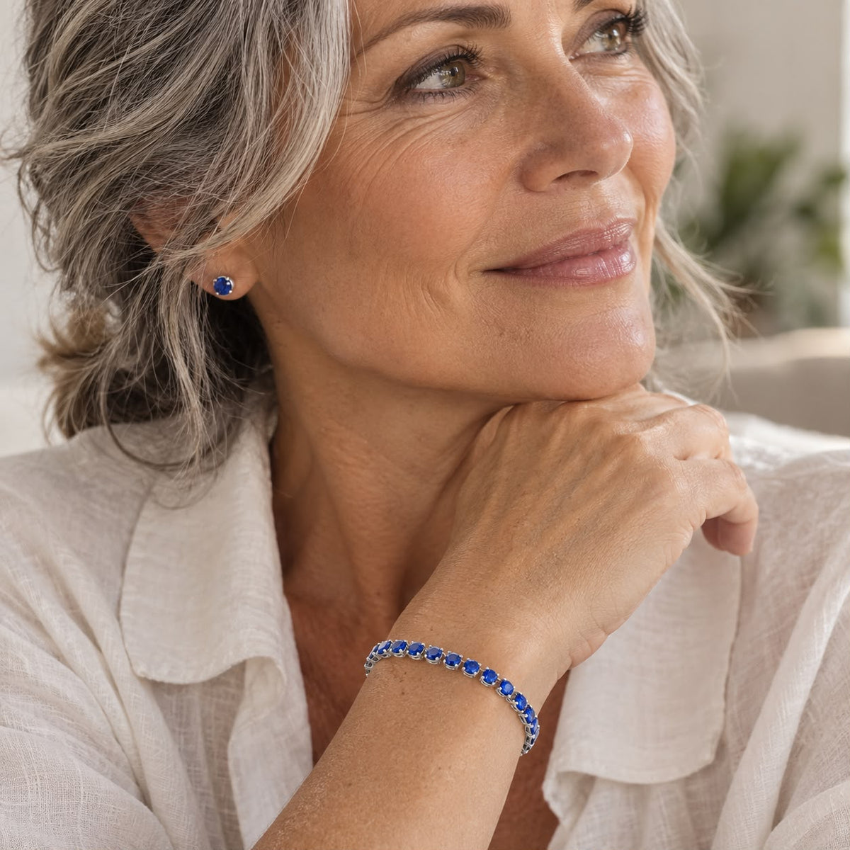 Sapphire Tennis Bracelet | White Gold