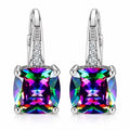Mystic Stone Hoop Earrings | White Gold