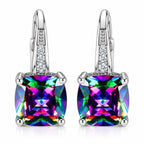 Mystic Stone Hoop Earrings | White Gold