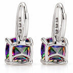 Mystic Stone Hoop Earrings | White Gold