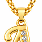 Crystal Accent Initial Necklace | Gold