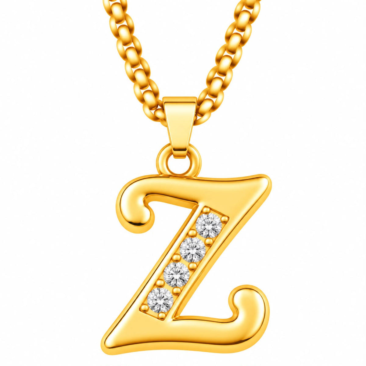 Crystal Accent Initial Necklace | Gold