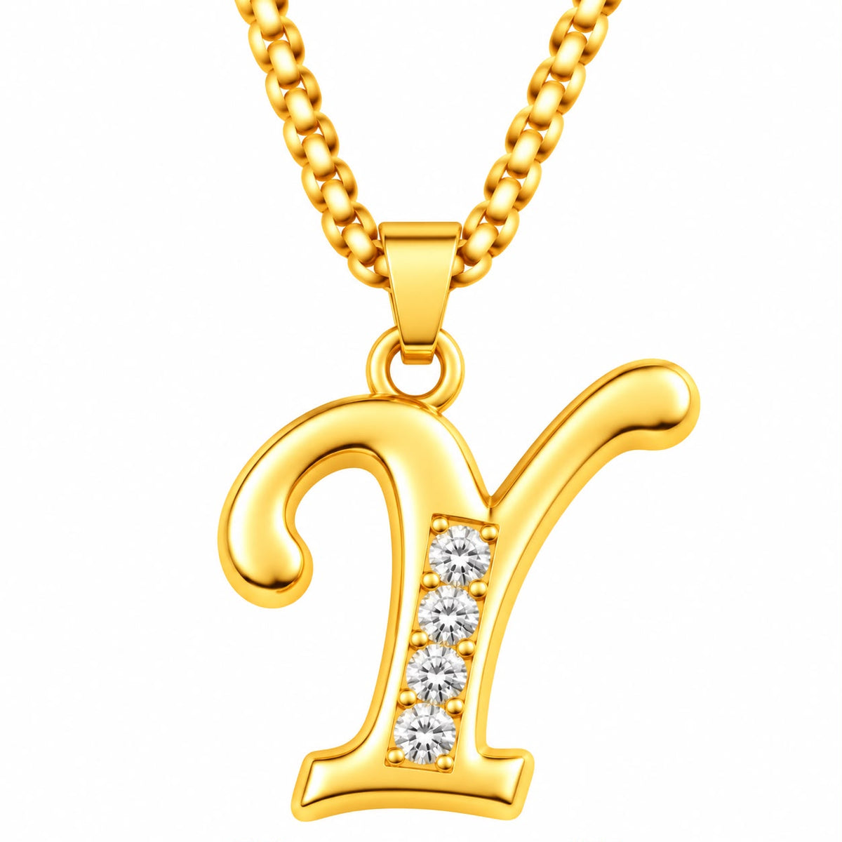 Crystal Accent Initial Necklace | Gold