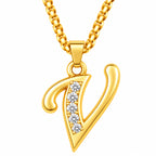 Crystal Accent Initial Necklace | Gold