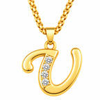 Crystal Accent Initial Necklace | Gold
