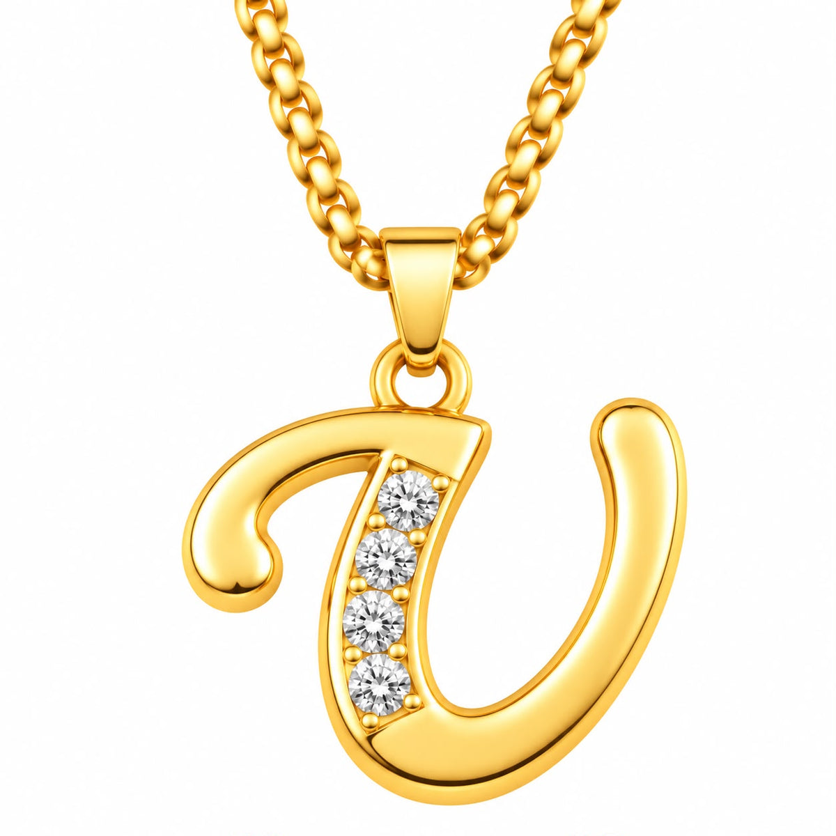 Crystal Accent Initial Necklace | Gold