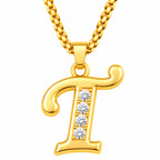 Crystal Accent Initial Necklace | Gold