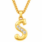 Crystal Accent Initial Necklace | Gold