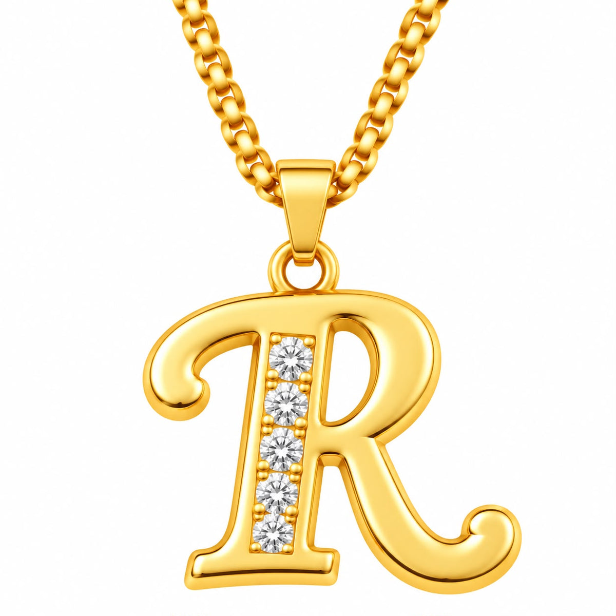 Crystal Accent Initial Necklace | Gold