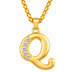 Crystal Accent Initial Necklace | Gold