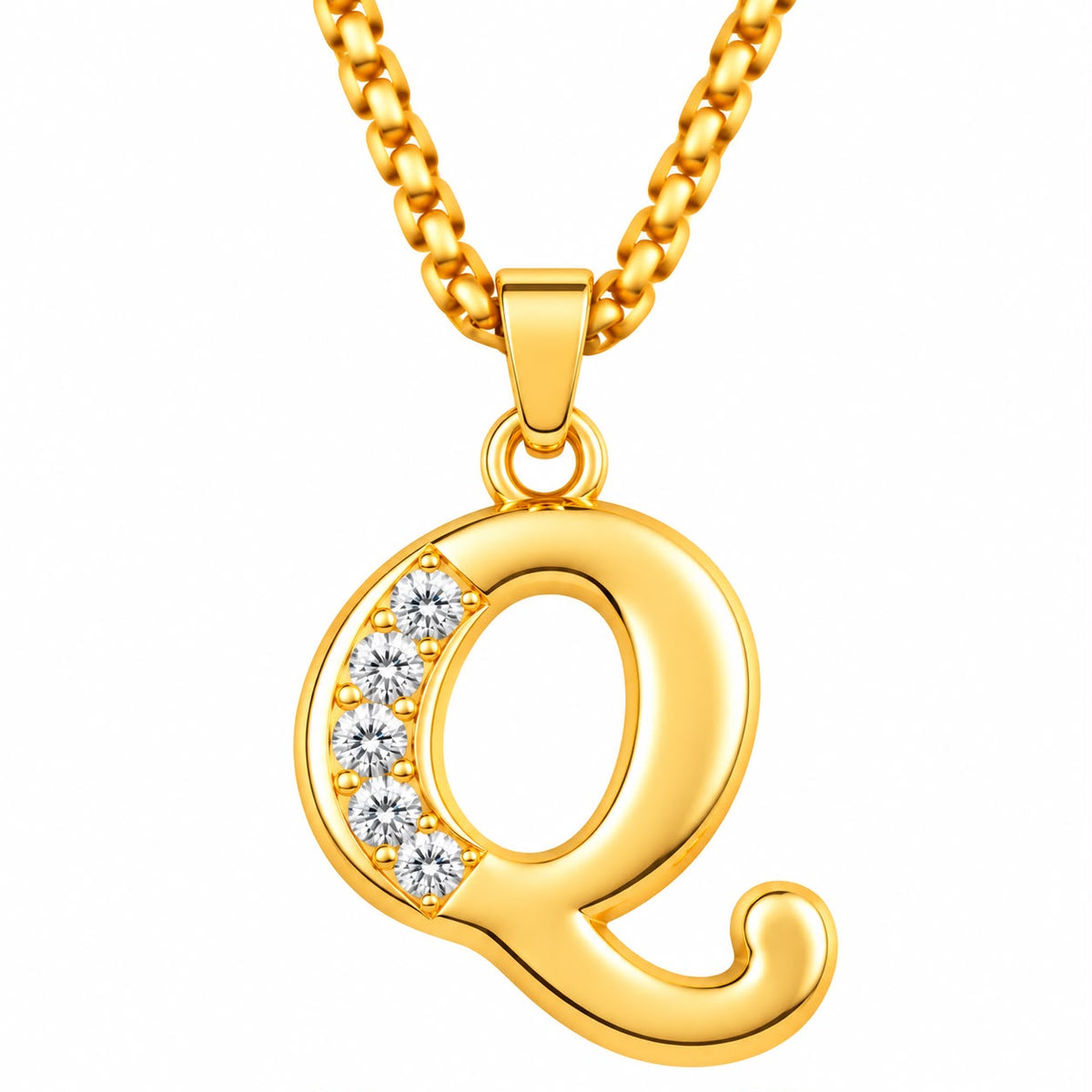 Crystal Accent Initial Necklace | Gold
