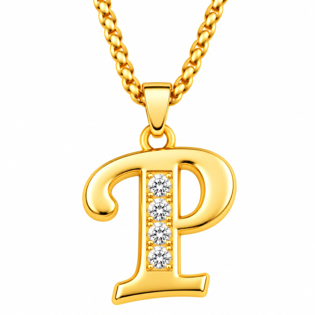 Crystal Accent Initial Necklace | Gold