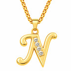 Crystal Accent Initial Necklace | Gold