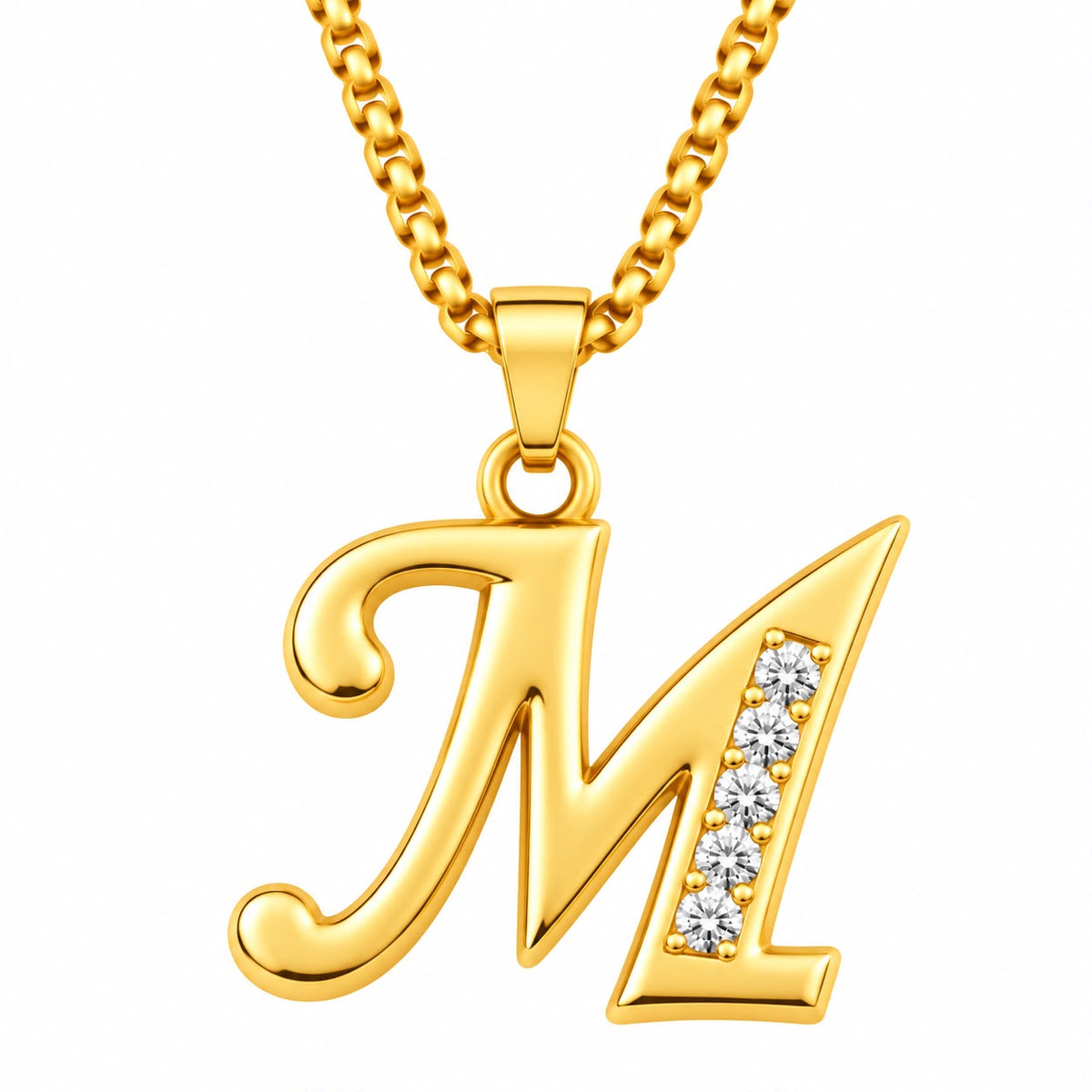Crystal Accent Initial Necklace | Gold