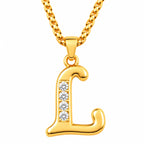 Crystal Accent Initial Necklace | Gold