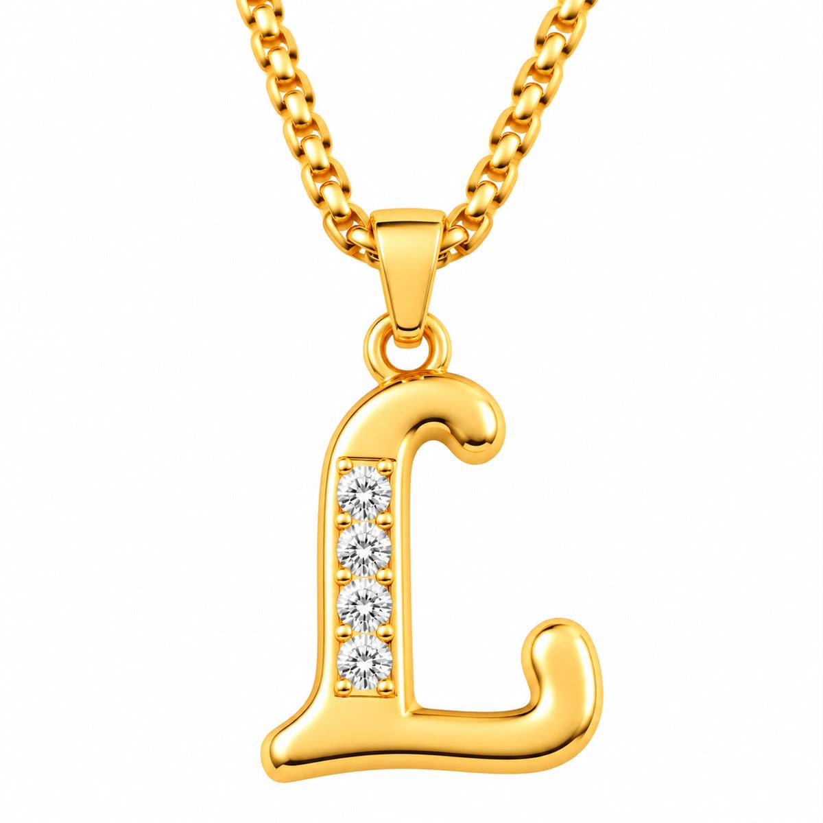Crystal Accent Initial Necklace | Gold