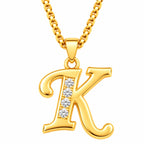 Crystal Accent Initial Necklace | Gold