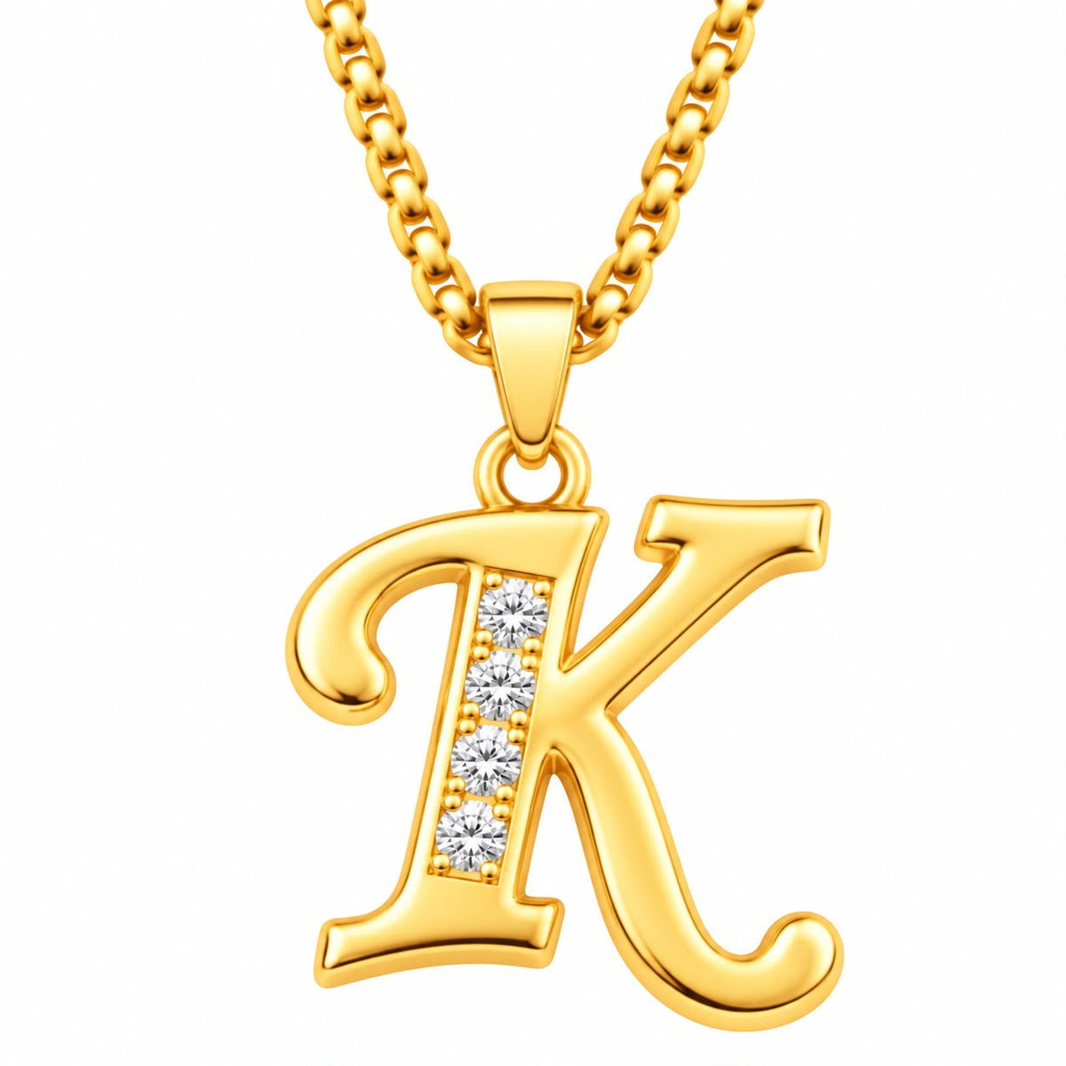 Crystal Accent Initial Necklace | Gold