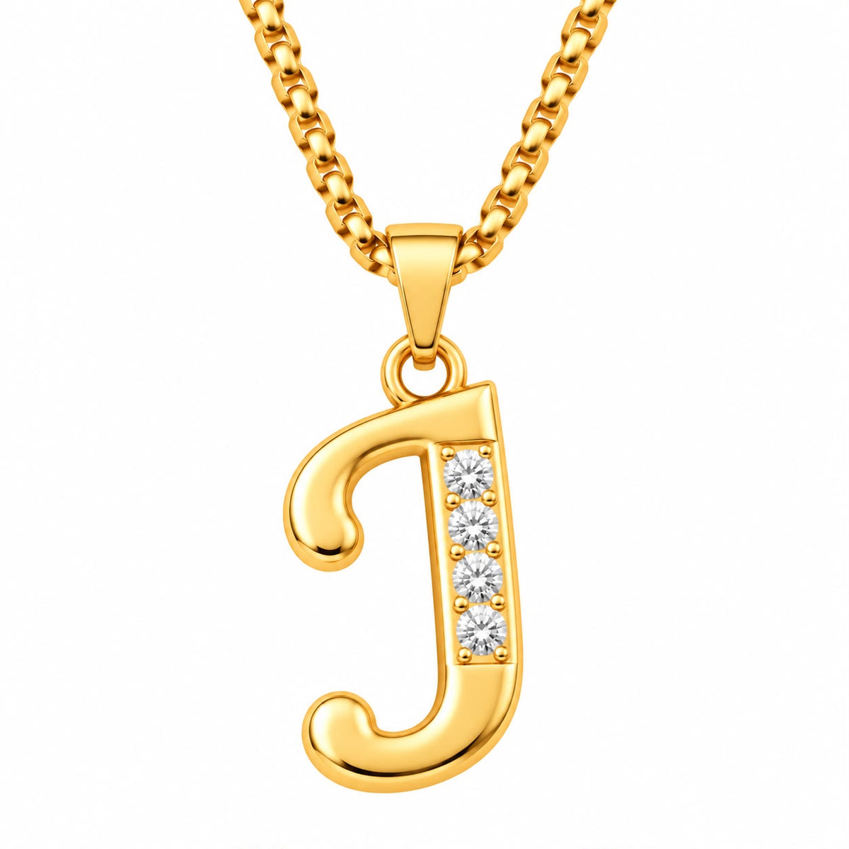 Crystal Accent Initial Necklace | Gold