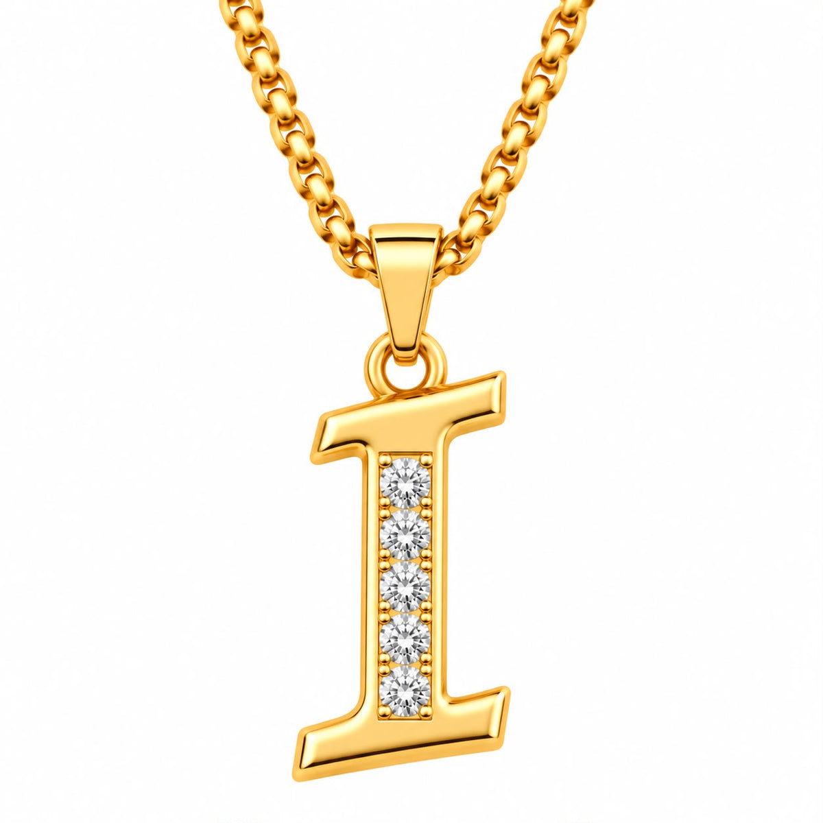 Crystal Accent Initial Necklace | Gold