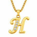 Crystal Accent Initial Necklace | Gold