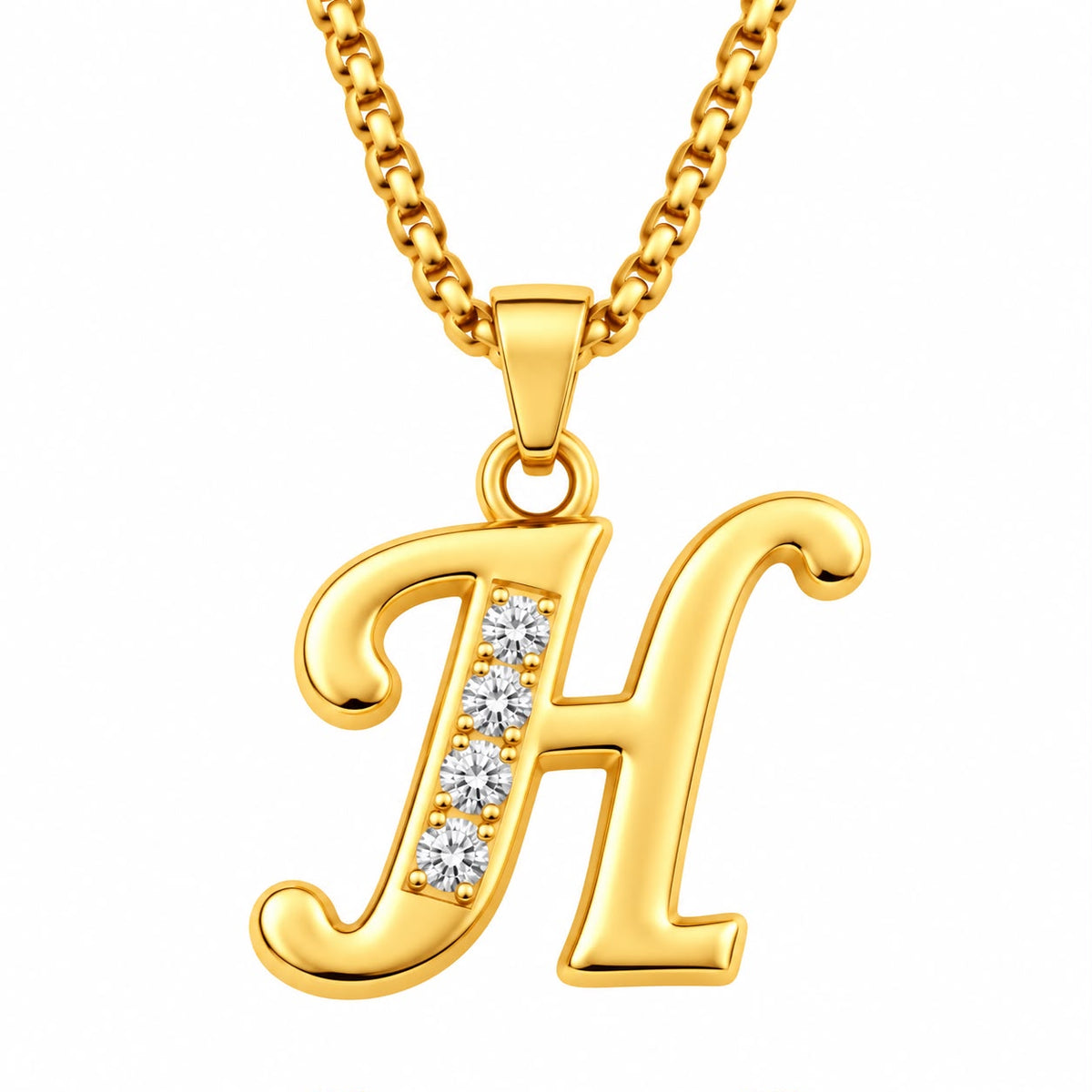 Crystal Accent Initial Necklace | Gold