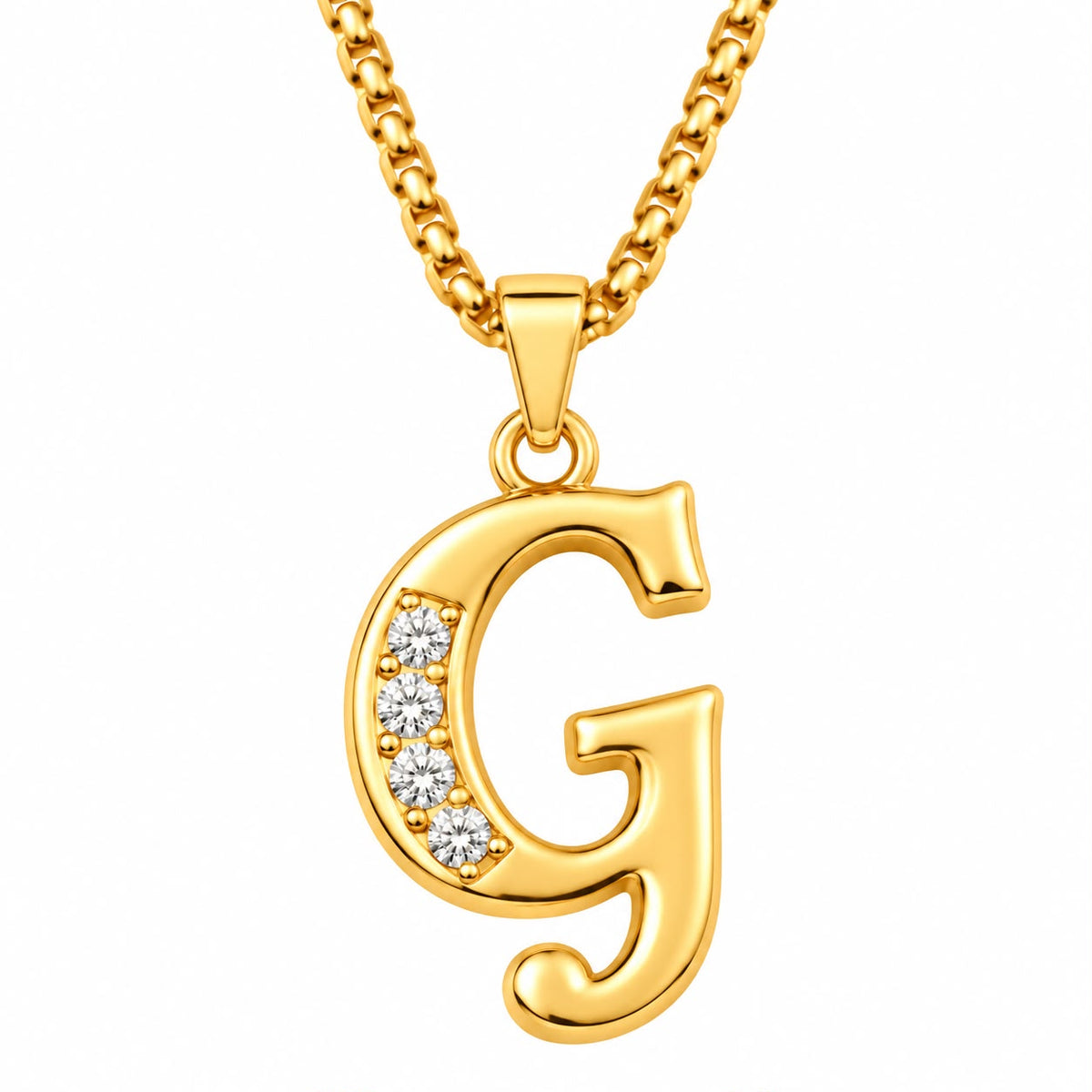 Crystal Accent Initial Necklace | Gold
