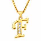 Crystal Accent Initial Necklace | Gold