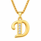 Crystal Accent Initial Necklace | Gold