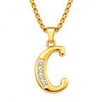 Crystal Accent Initial Necklace | Gold