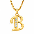 Crystal Accent Initial Necklace | Gold