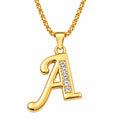 Crystal Accent Initial Necklace | Gold