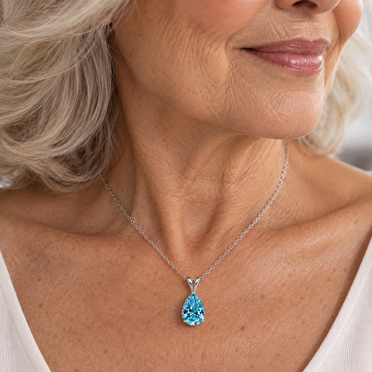 Ocean's Tear Necklace | White Gold