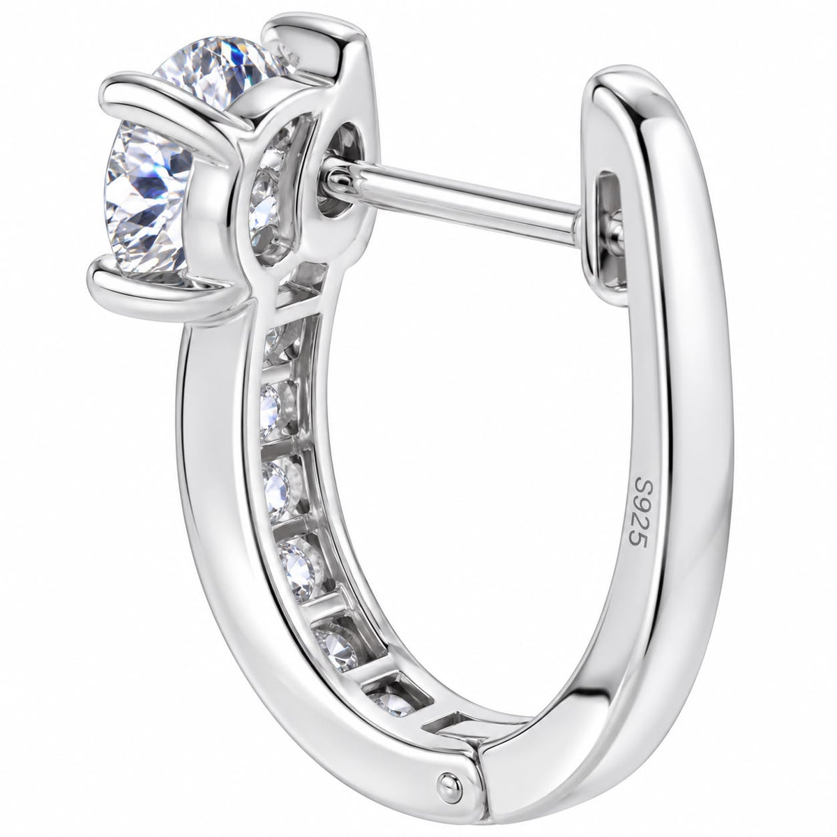 Channel Huggie Earrings | White Gold