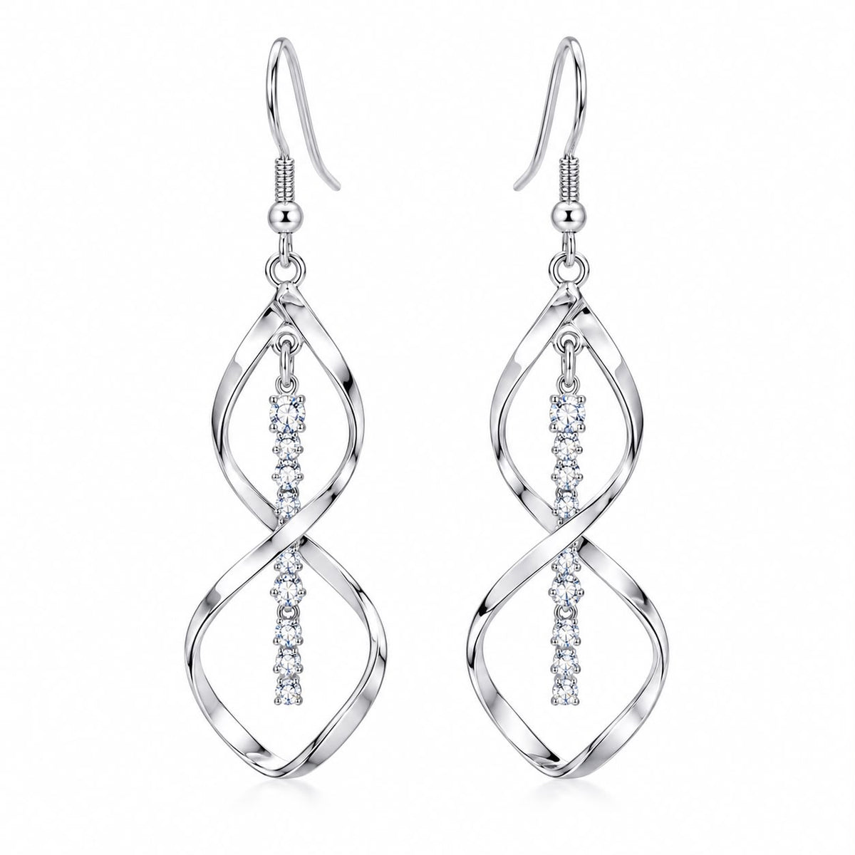 Sunbeam Spiral Earrings | White Gold